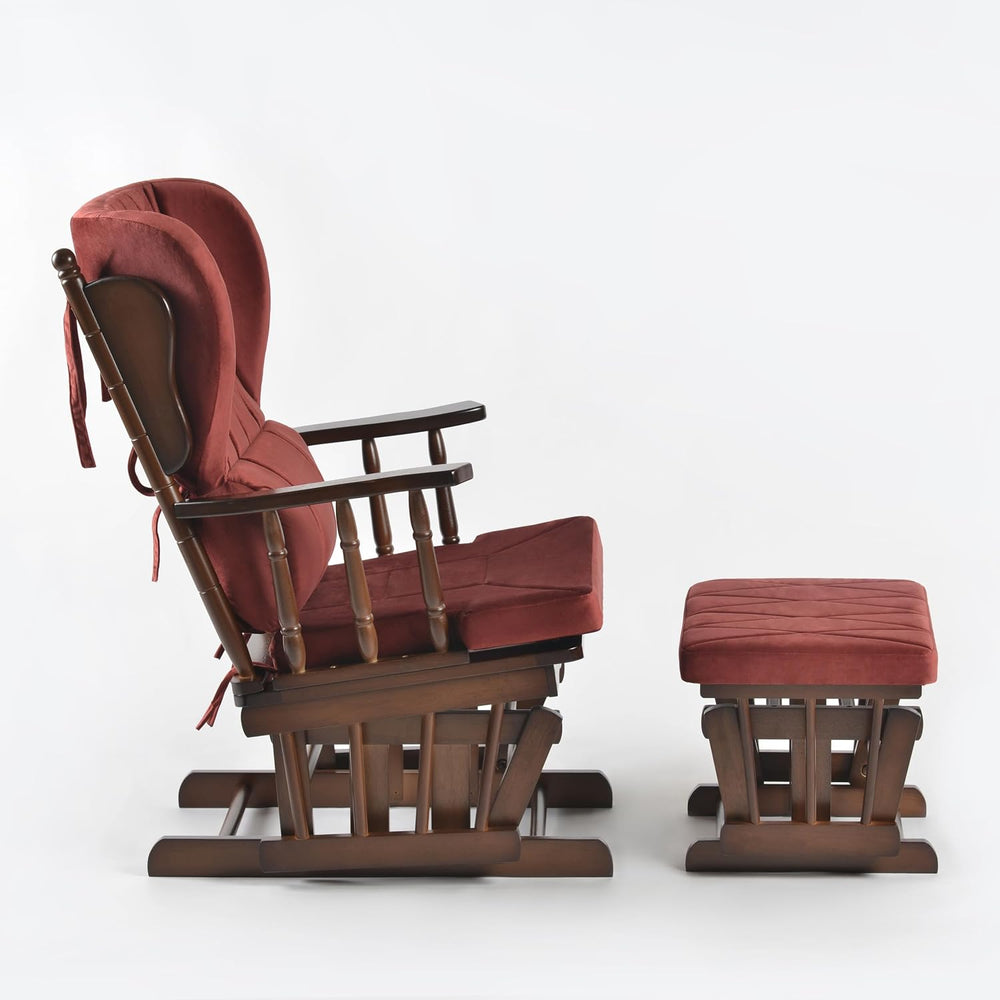 Comfort Deluxe Glider Chair and Ottoman Set (Burgundy)