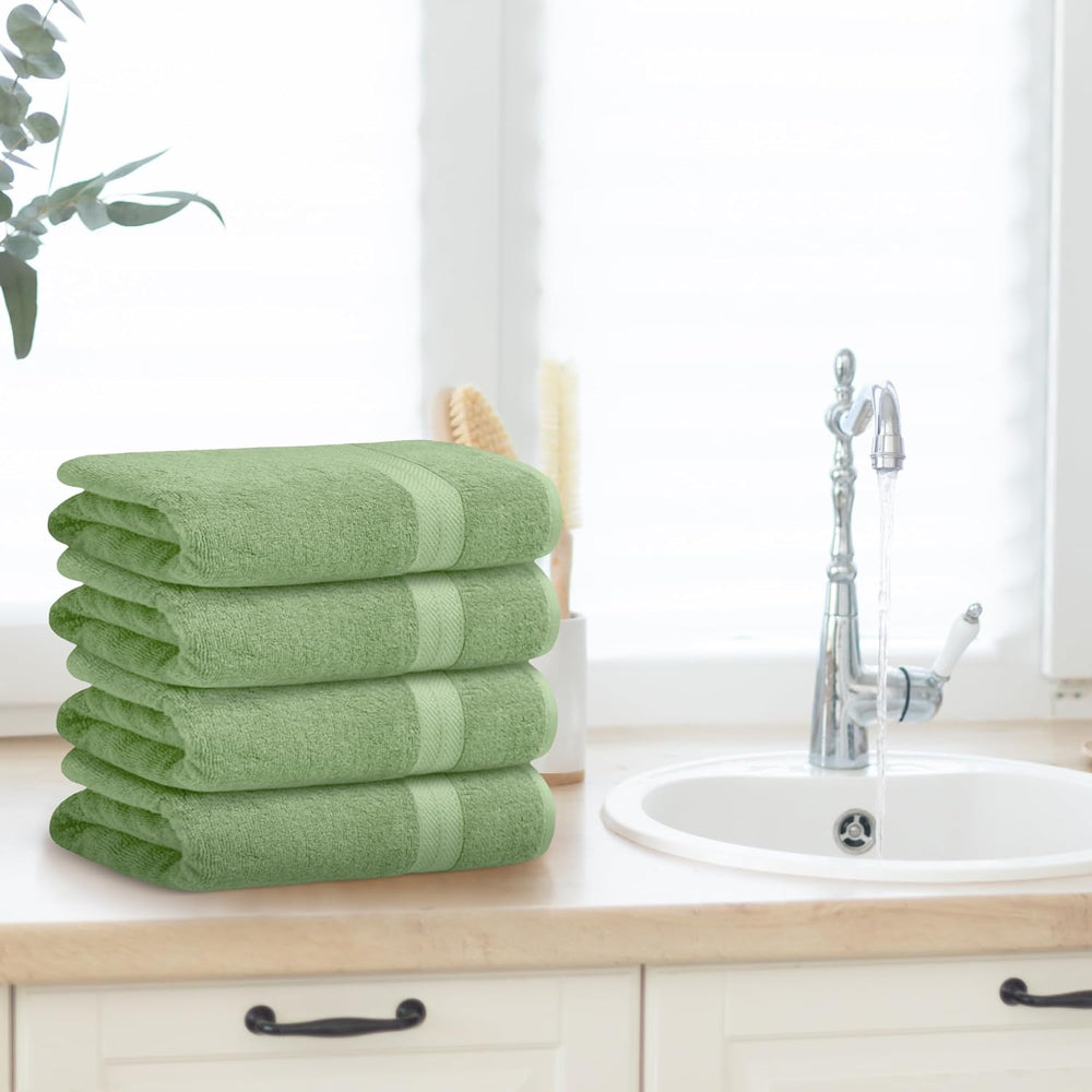 Avalon Towels Sage Green Bath Towel Set, 8 Piece, 600 GSM Ring Spun Cotton