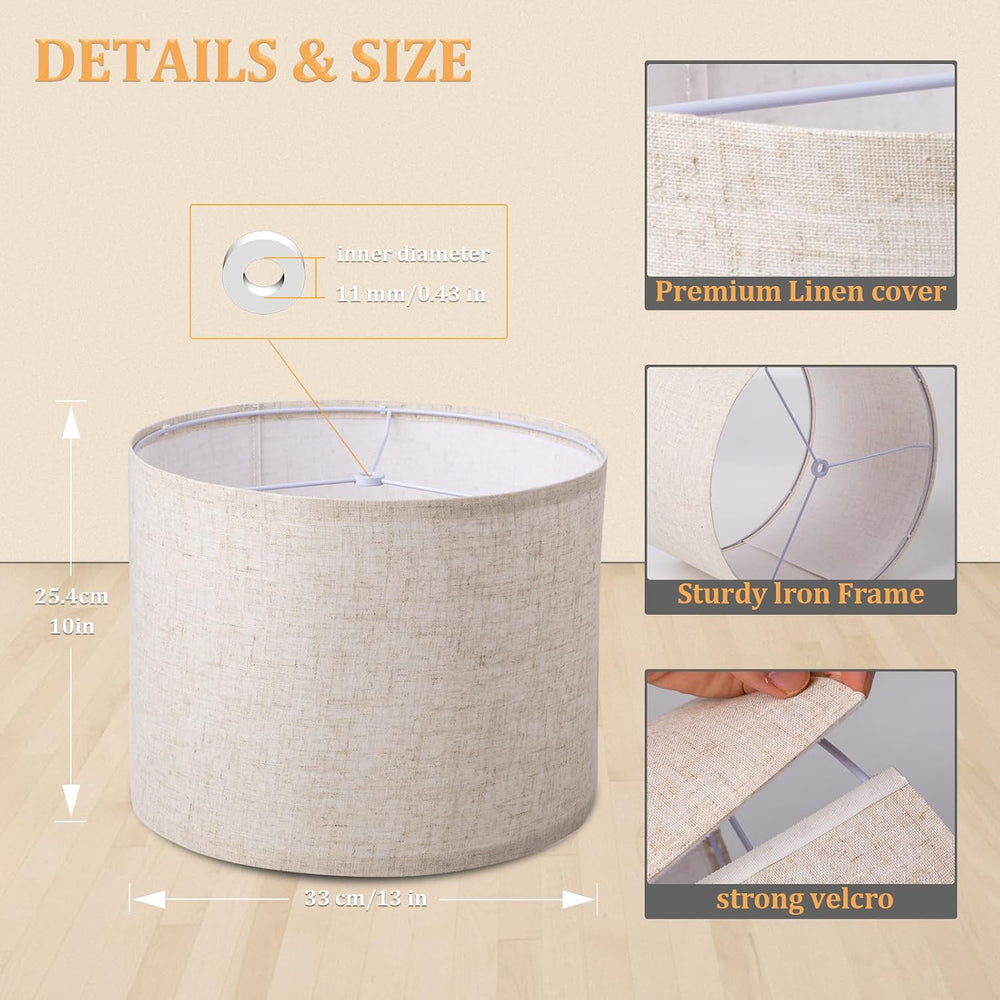 Beige Lamp Shades Set of 4 for Table Lamps, Drum Lampshades for Floor Lamps, ...