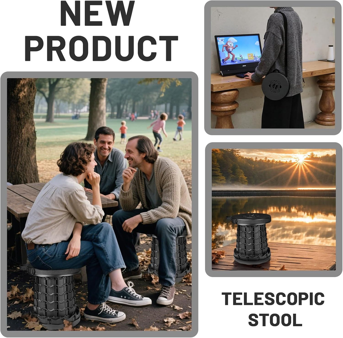Upgraded Collapsible Stool, Portable Foldable Seats
