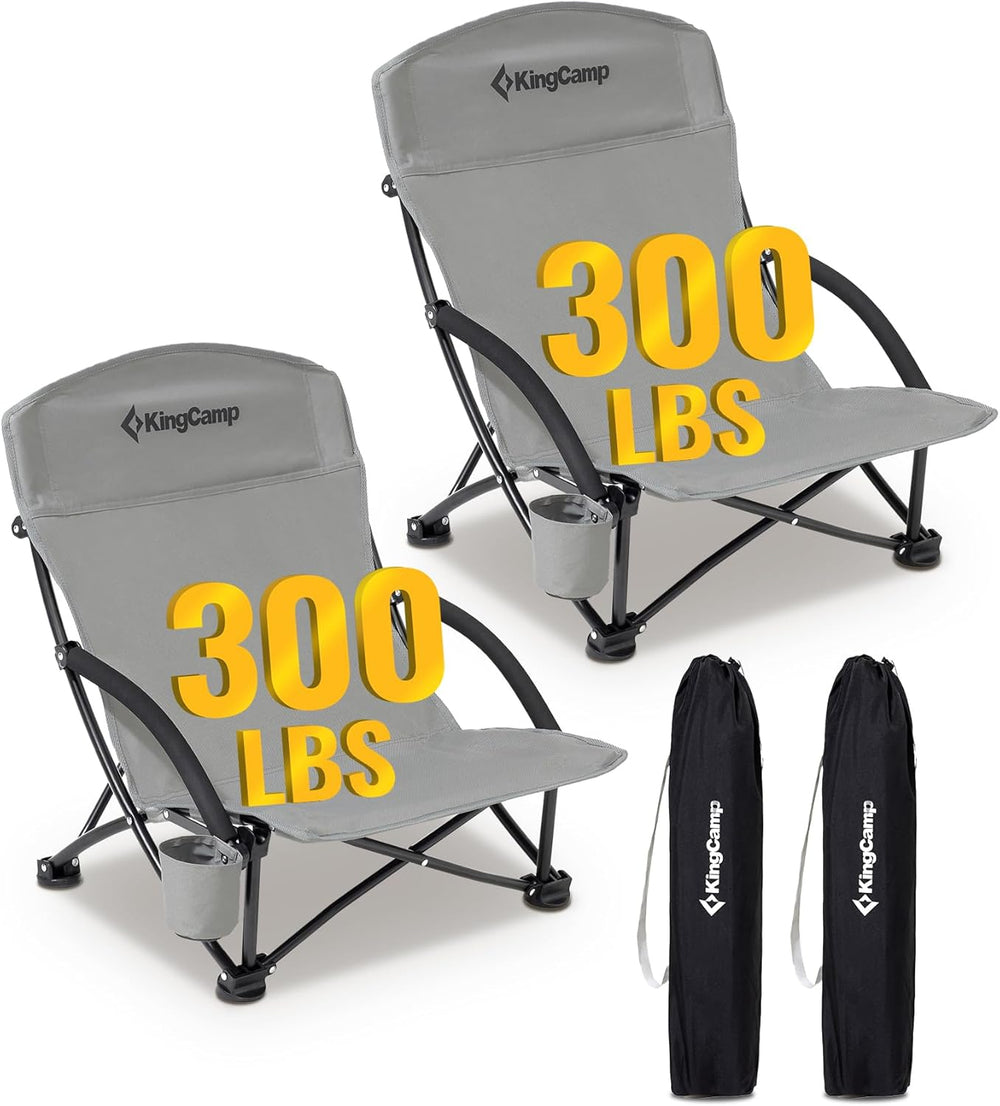 KingCamp High Beach Chairs 2 Pack, Folding Portable Chairs for Adults