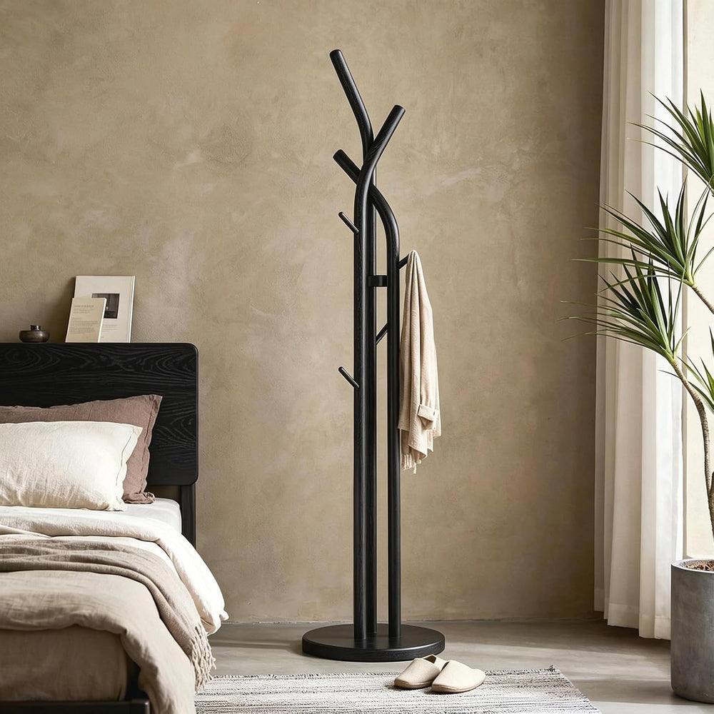 Solid Wood Coat Rack Freestanding Wood Coat Tree Rack with 9 Hooks, Creative ...