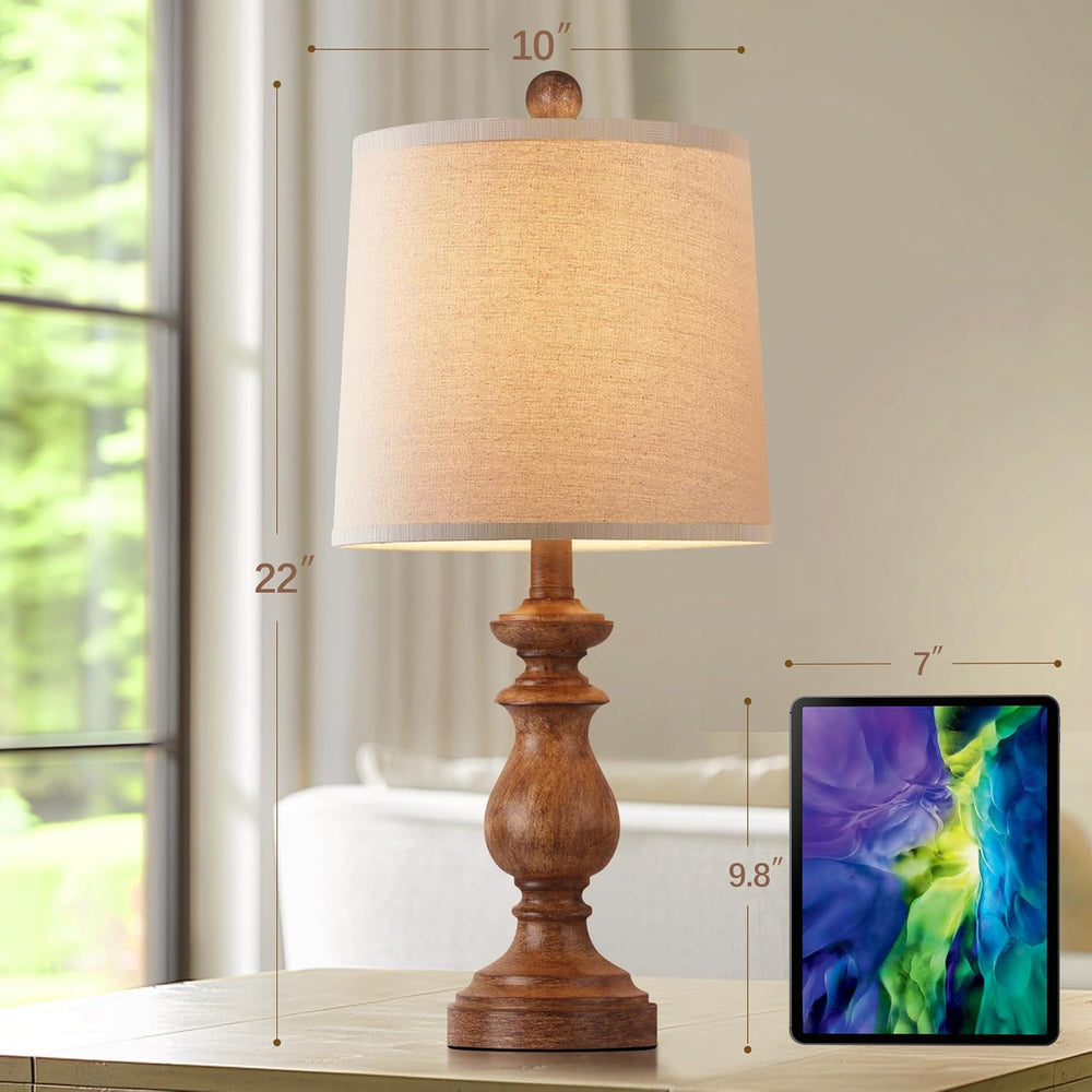PARTPHONER Traditional Table Lamp Set of 2, Rustic Farmhouse Table Lamps for ...