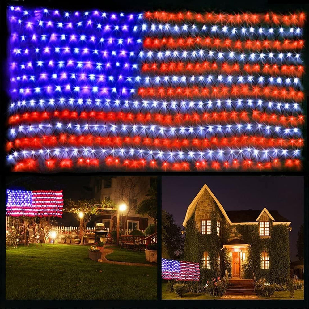 (New) American Flag Lights, 420 LED USA Flag, Outdoor Waterproof Patriotic Li...