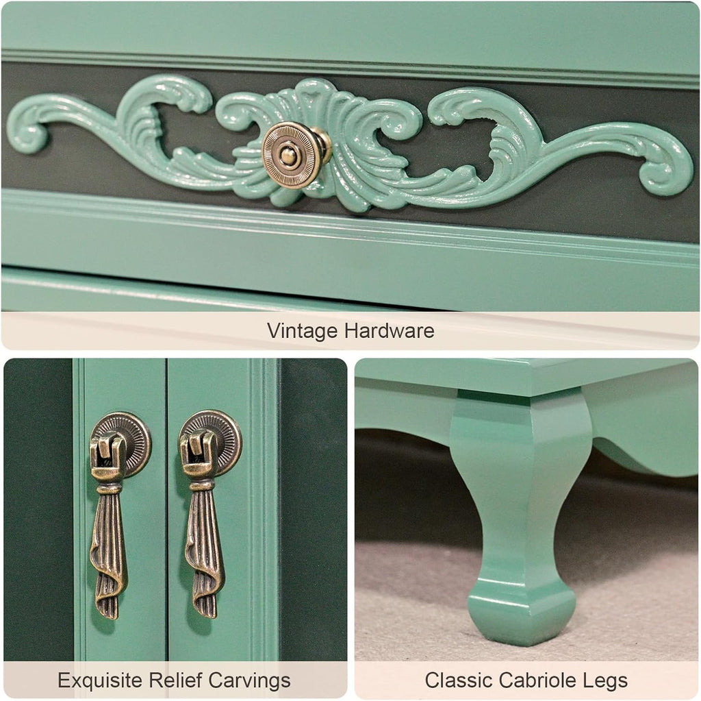 JOINICE Vintage Accent Cabinet with Doors,Entryway,Hallway,Sage Green