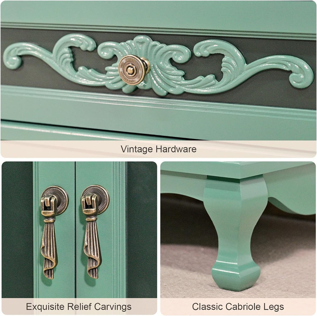 JOINICE Vintage Accent Cabinet with Doors,Entryway,Hallway,Sage Green