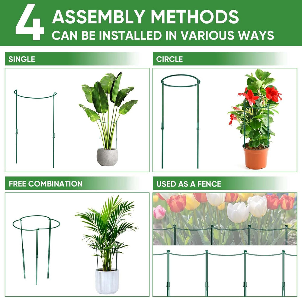 12 Pack 32 or 16 inch Adjustable Plant Support Stakes, Heavy-Duty Half Round ...