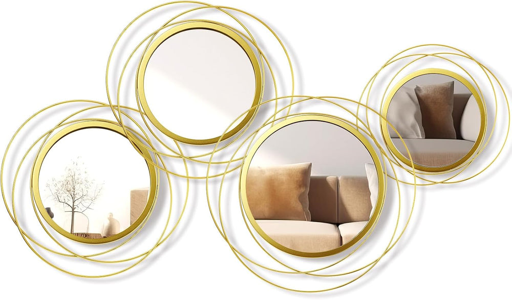 Hicarer 4 Pcs Decorative Wall Mirror Round Modern Circle Mounted Mirror Metal...