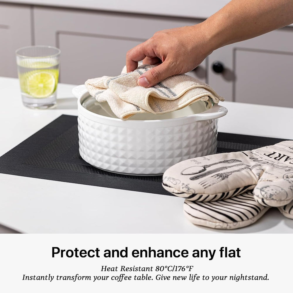 LEXMORE PlaceMats Set of 12 Vinyl/Plastic Woven Place Mats for Kitchen Table ...