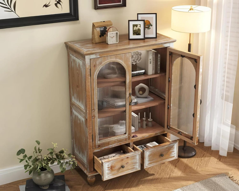 LKTART 48" Tall Solid Wood Sideboard Buffet Storage Cabinet with Drawers