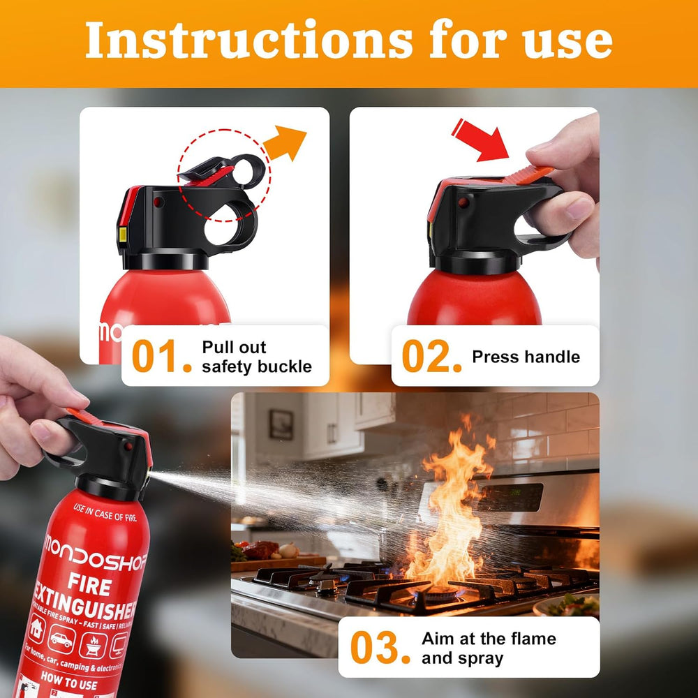 Portable Small Fire Extinguisher for Home and Car (600ML, 2Pack)