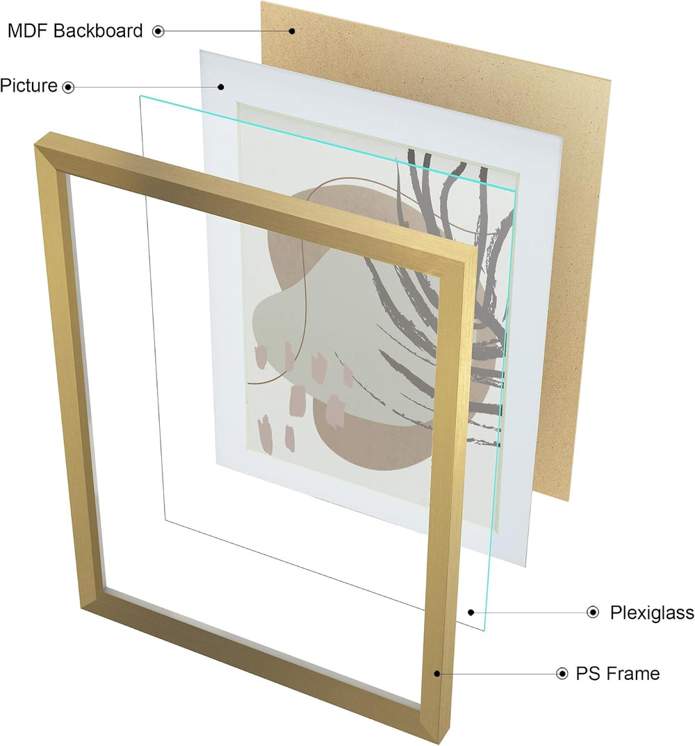 ArtbyHannah Gallery Wall Frame Set, 8 Pack Neutral Wall Decor, Gold, Large