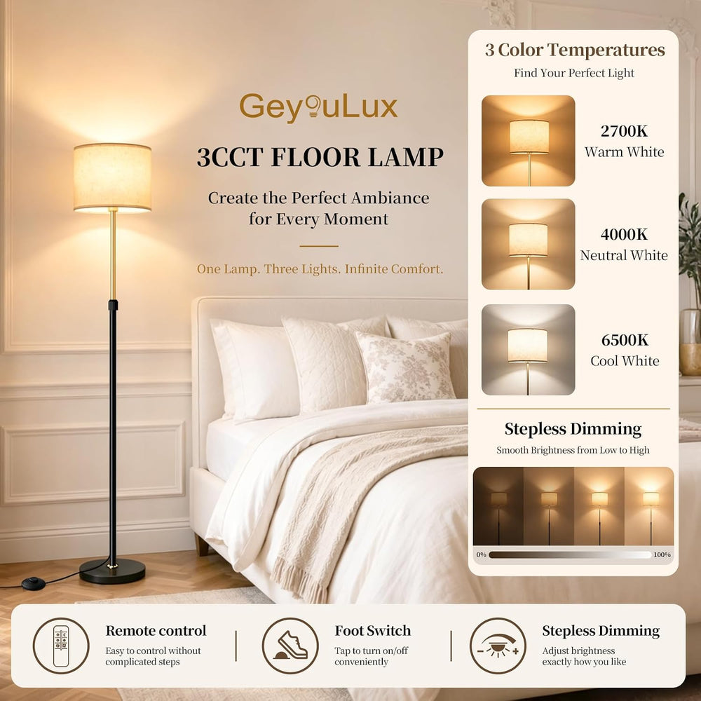 Dimmable Floor Lamp for Living Room, Standing Lamp with Remote, 55-67 in