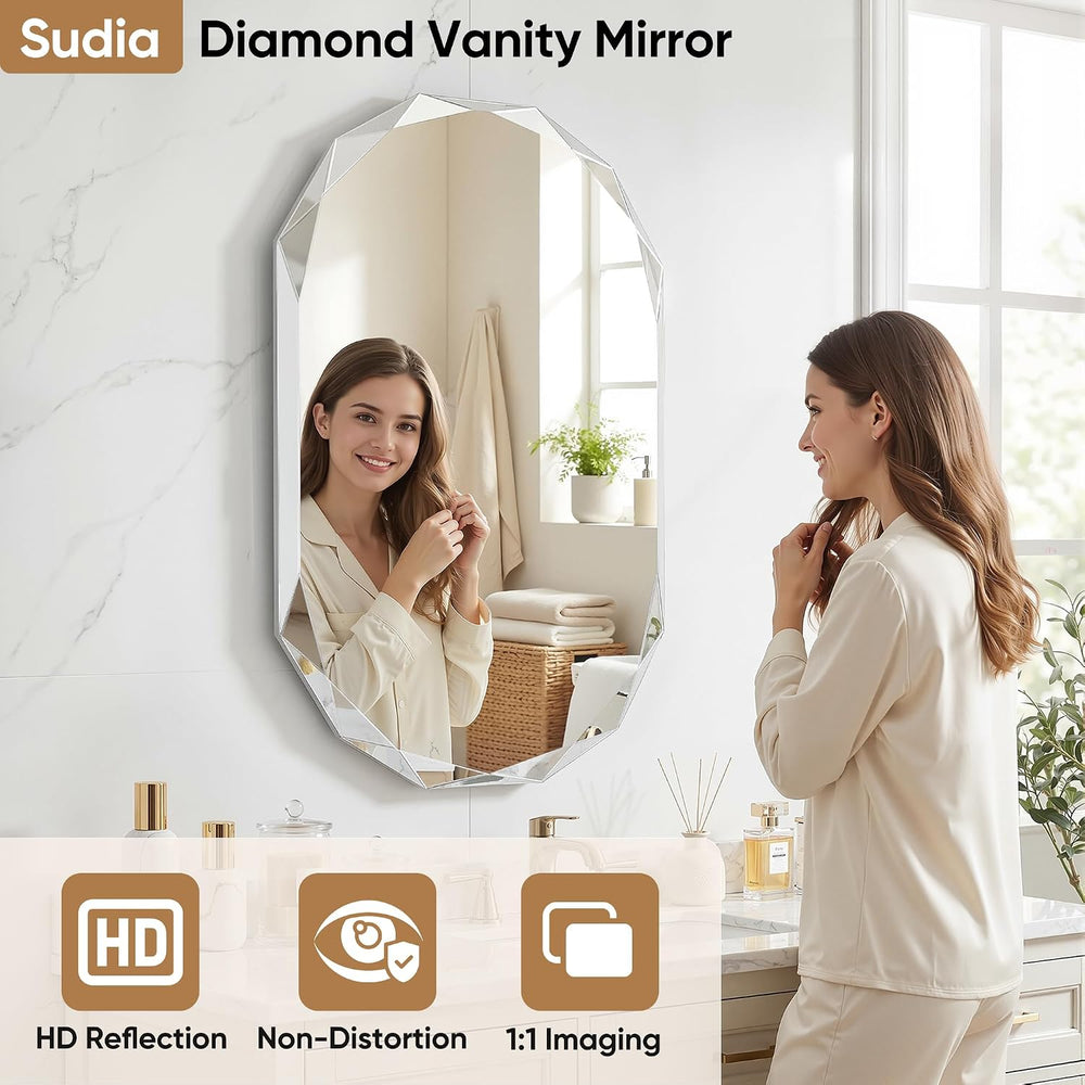 Suidia Bathroom Mirror, 20"x 28" Wall Mirror, Frameless Bathroom Mi...