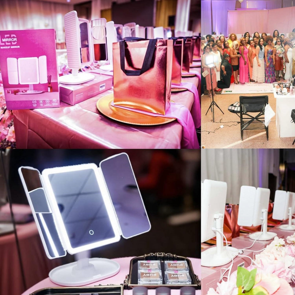 2X/3X/10X Makeup Mirror with Lighting，Trifold Magnifying Vanity Mirror