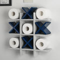 Weysat Tic Tac Toe Toilet Paper Holder,Retro White, Blue