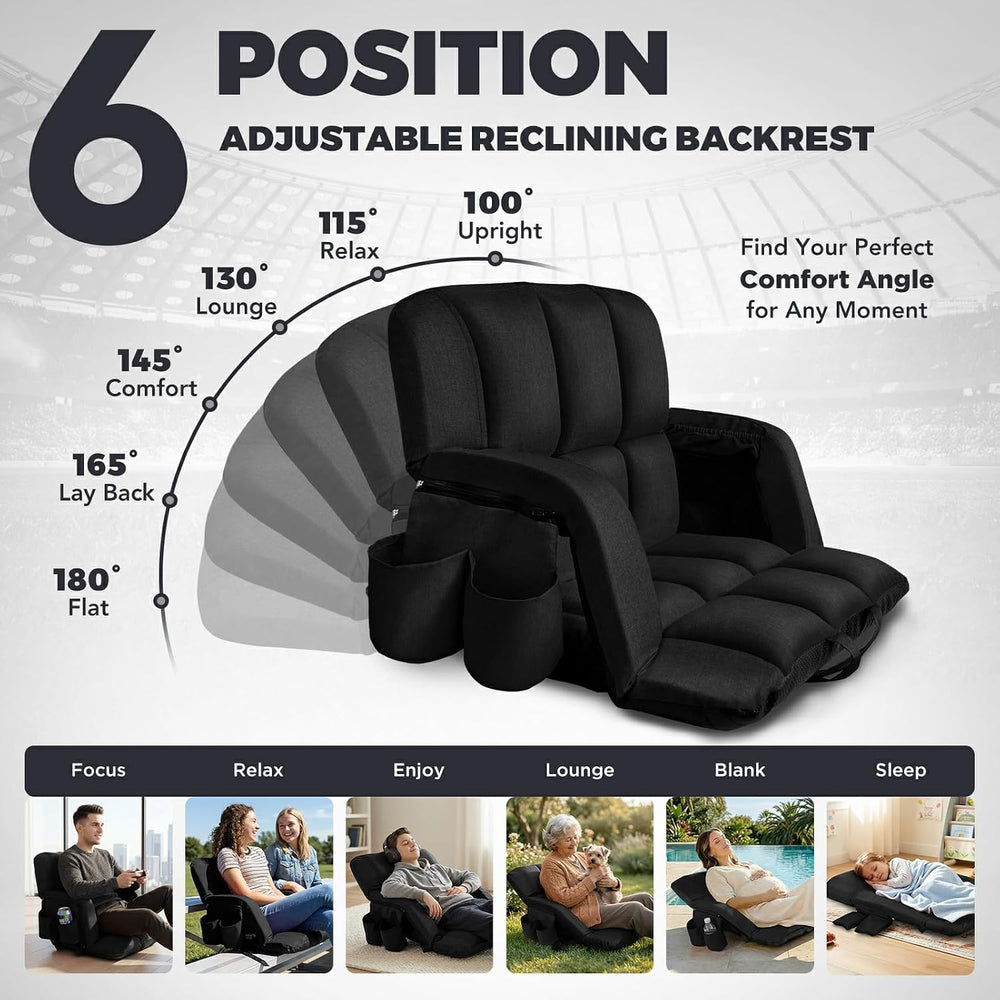 Stadium Seats with Back Support Wide, 4.7" Padded Bleacher Seat, 6-Posit...