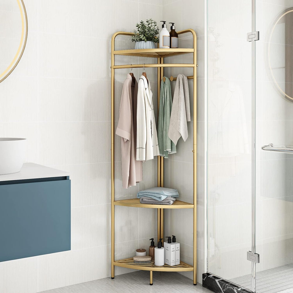 DOORXIFO Corner Gold Clothing Racks Freestanding, Gold Metal Coat Racks with ...