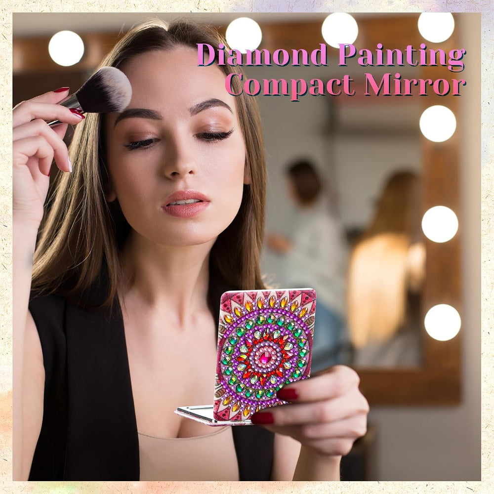 Weysat 10 Pcs Diamond Paint Art Compact Mirror DIY, Mandala