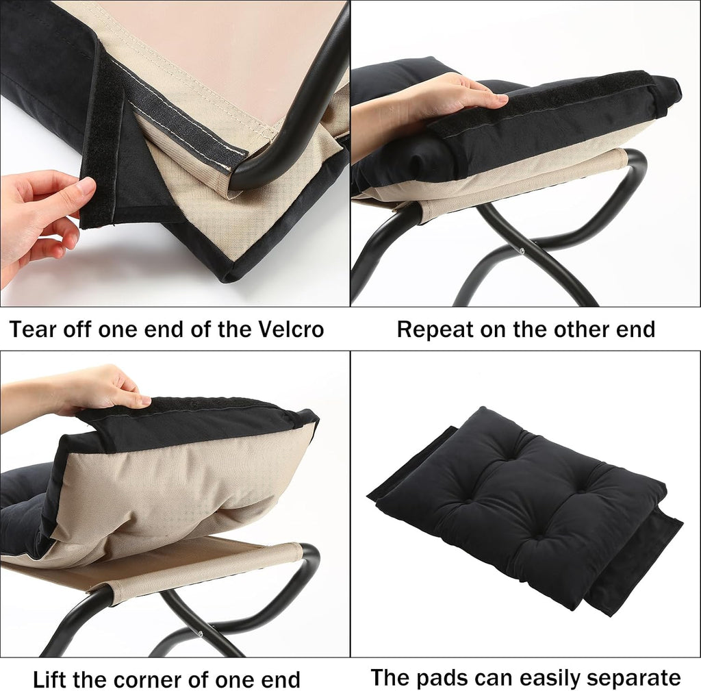 15" upholstered folding foot rest stool with foldable, front angle view