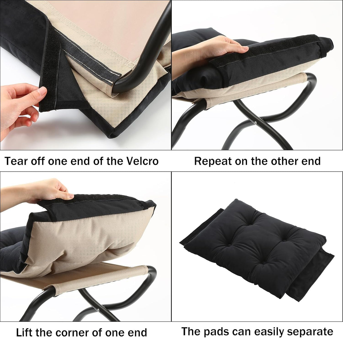 15" upholstered folding foot rest stool with foldable, front angle view