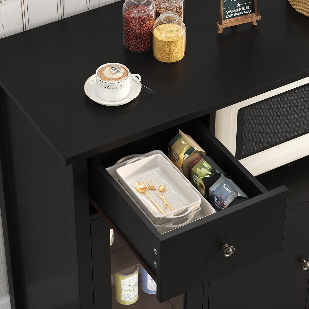 horstors microwave cabinet, kitchen storage cabinet, microwave stand, package contents