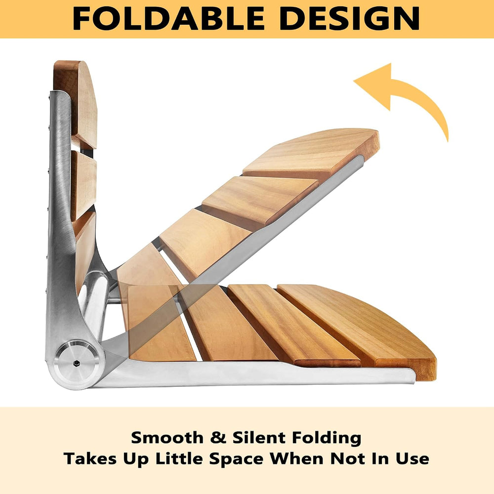 Folding Shower Seat Wall Mounted, 17.5''x13''x11'' Fo...