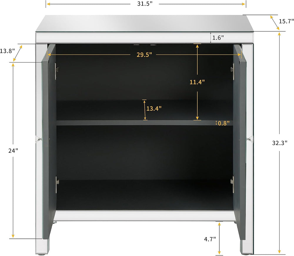 LUMISOL Modern Mirrored Storage Cabinet, 31.5"L x 15.94"W x32.5&quo...