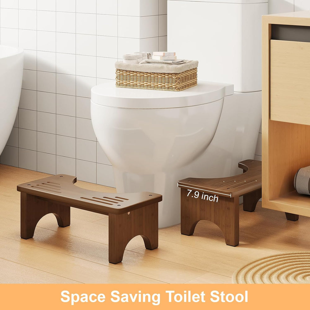 2 Pack Wood Squatting Potty Stool for Adults, Bamboo Toilet Stool Squat
