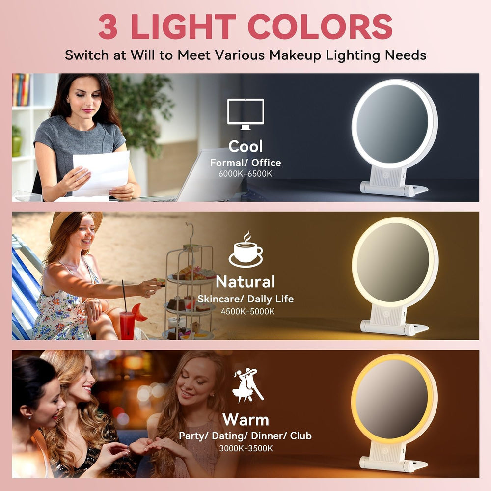 Auxmir Rechargeable 1X/30X Magnifying Makeup Mirror with Light, White