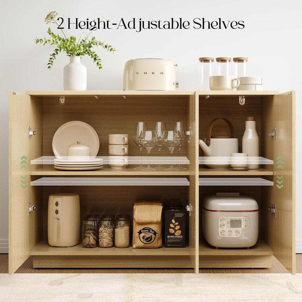 Sideboard Buffet Cabinet with Storage - 47" Fluted Coffee Bar Cabinets C...