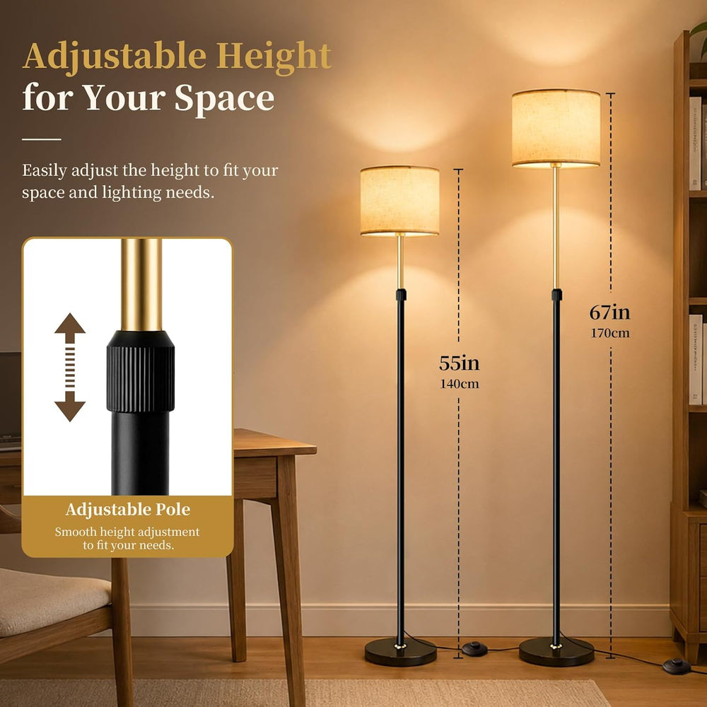 Dimmable Floor Lamp for Living Room, Standing Lamp with Remote, 55-67 in