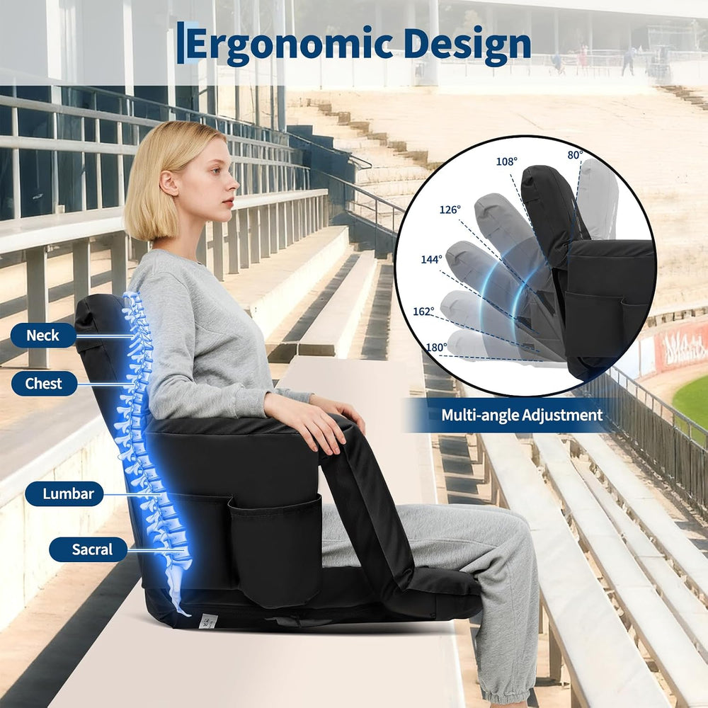 Garvee Stadium Seats with Back Support and Padded Cushion - Extra Wide Bleach...