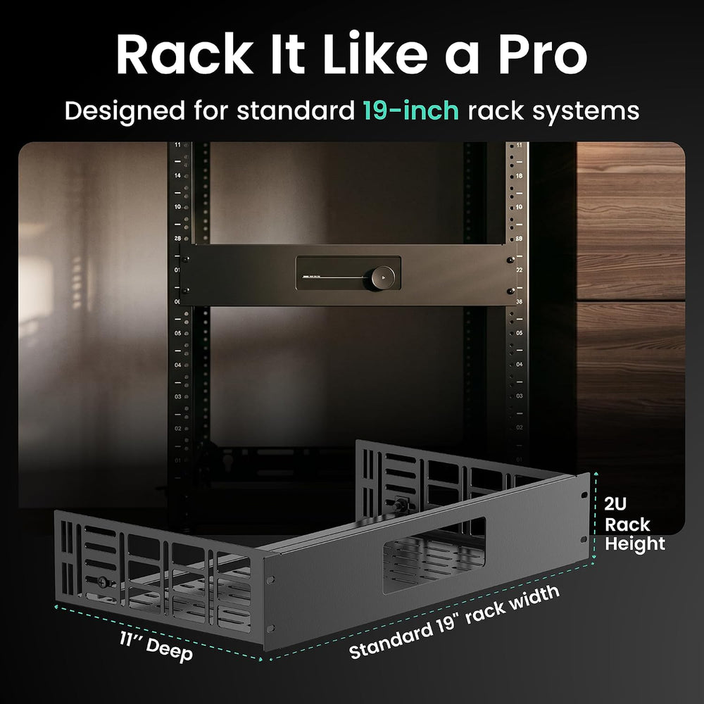ynVISION.DESIGN 2U Rack Shelf for WiiM Amp, Amp Pro, Vibelink Amp, 3 Pack