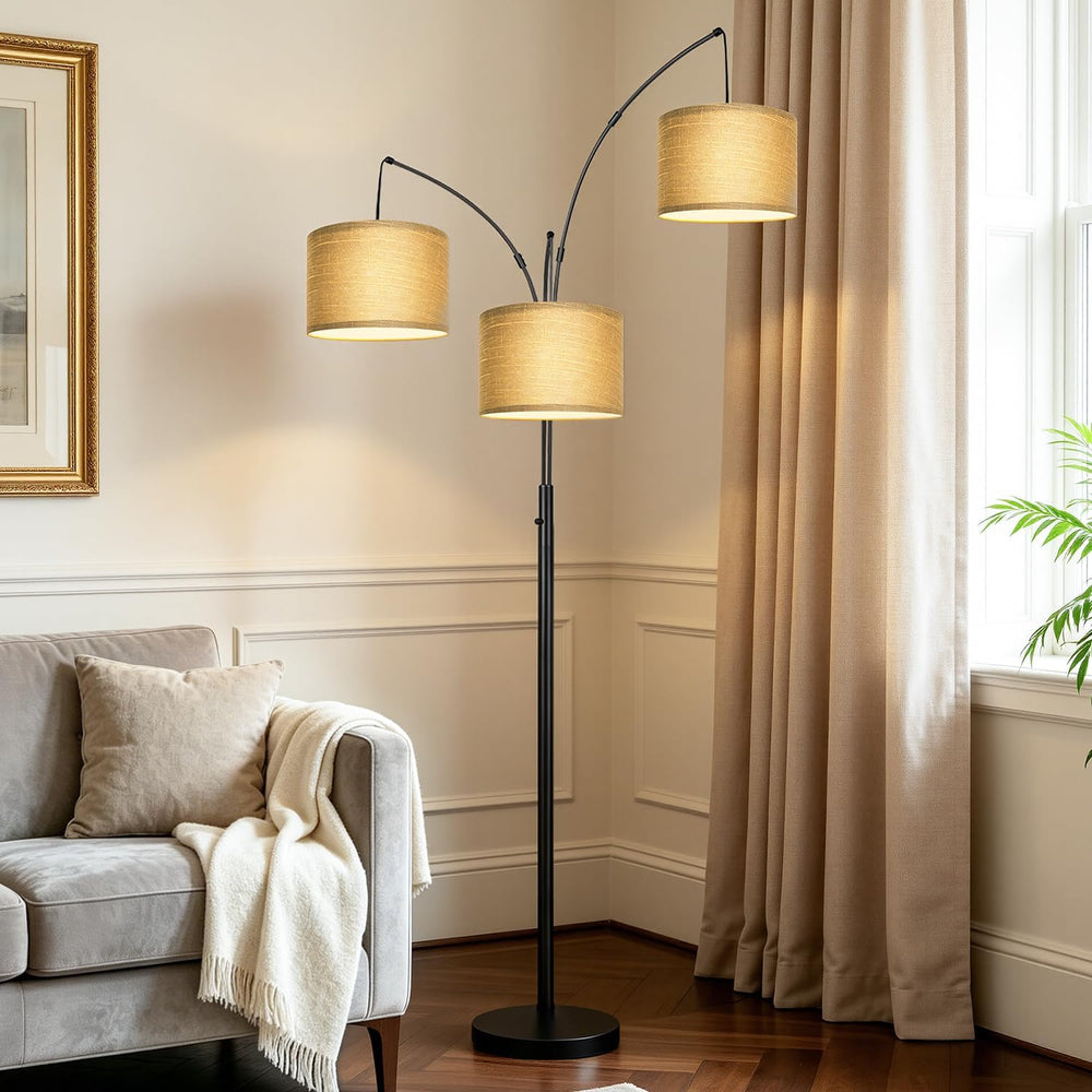Nintiue Dimmable Floor Lamp, 3 Lights, Gold Arc, Champagne