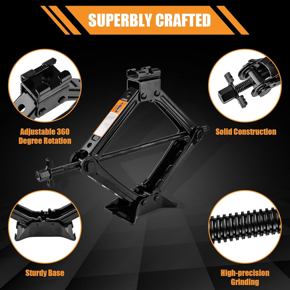 Beaiguna Portable Car Jack Kit, 2 Ton (4409 lbs) Scissor Jack for Car, Upgrad...