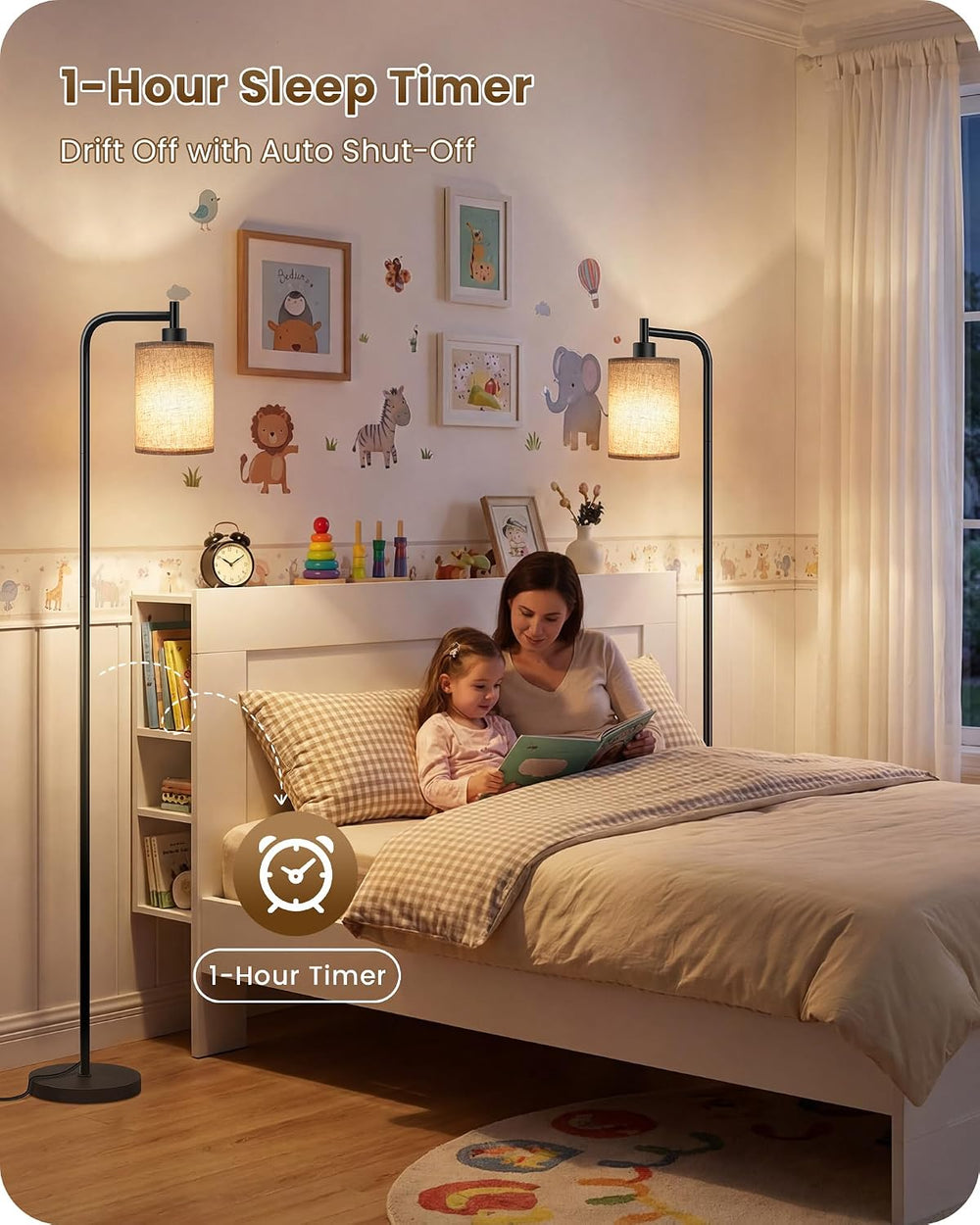 Dimmable Floor Lamp for Living Room with Remote & 10W Bulb