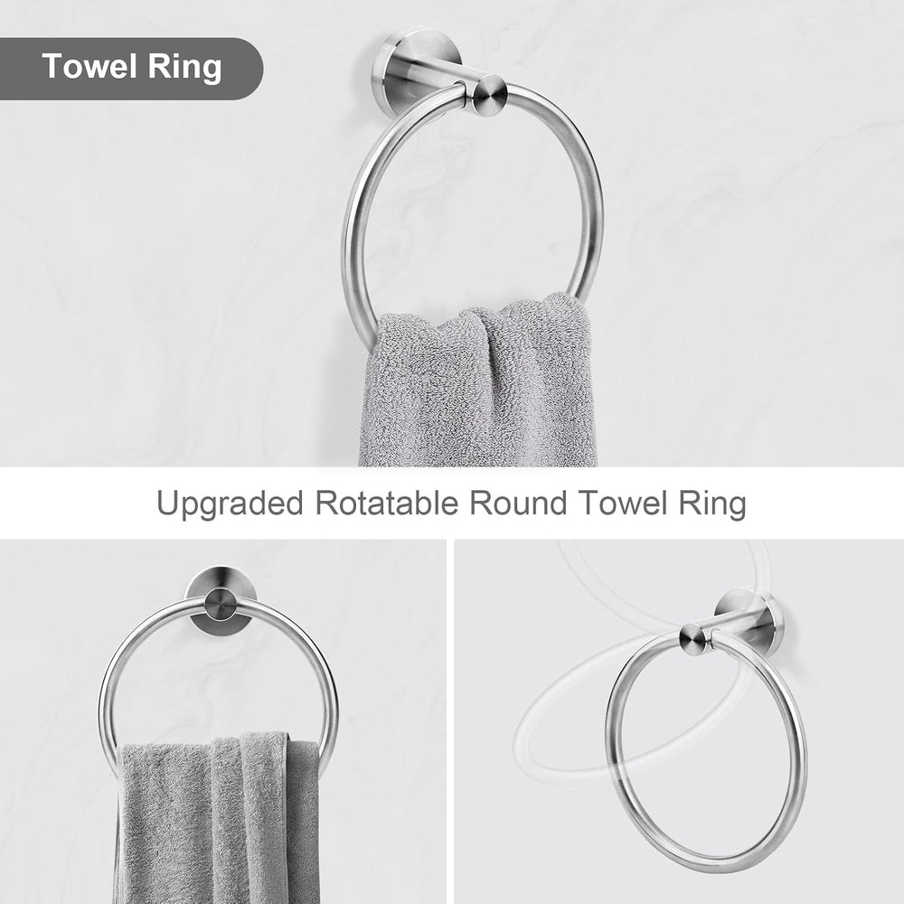 5pcs Brushed Ncikel Bathroom Accessories Set, 24 inch Towel Bar