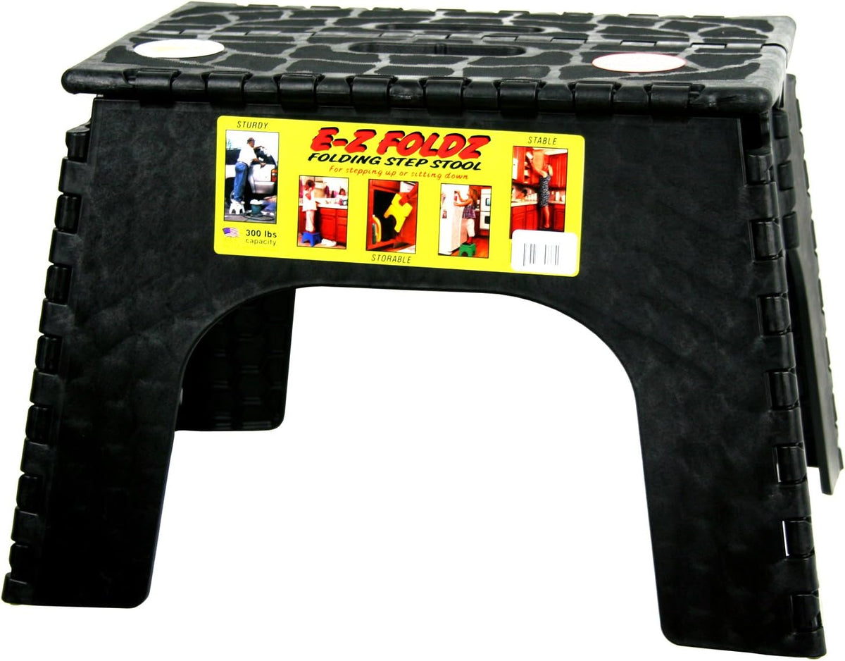 B&R Plastics 104-6BK Black 12" EZ Foldz Step Stool