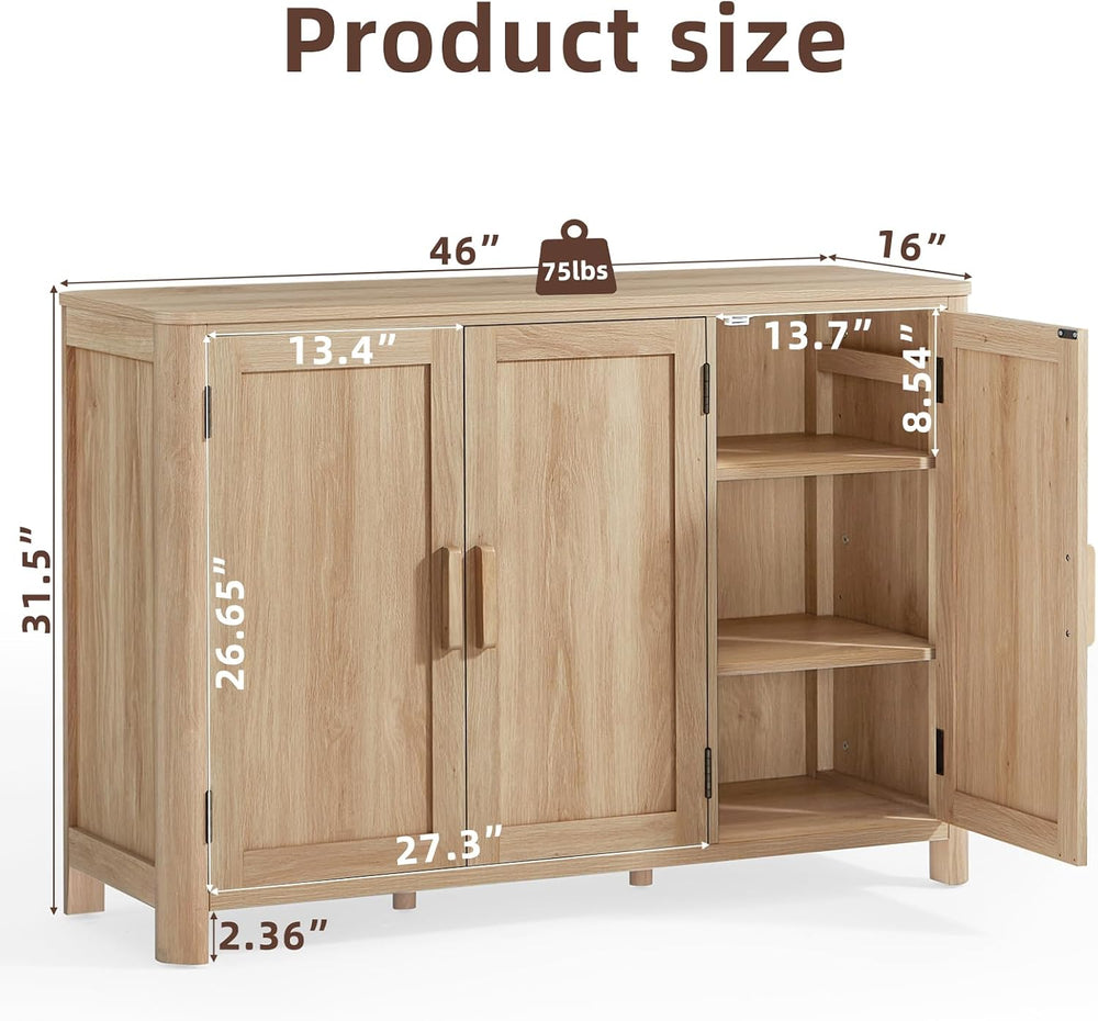 Joaxswe Sideboard Buffet Cabinet with Storage, 46" Arc-Shaped Credenza