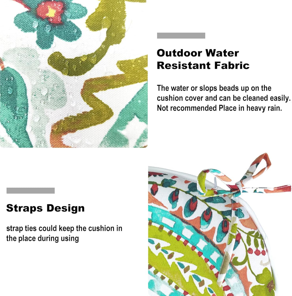 DYTXIII Set of 4 Outdoor Chair Cushions with Ties,Water Repellent Patio Chair...