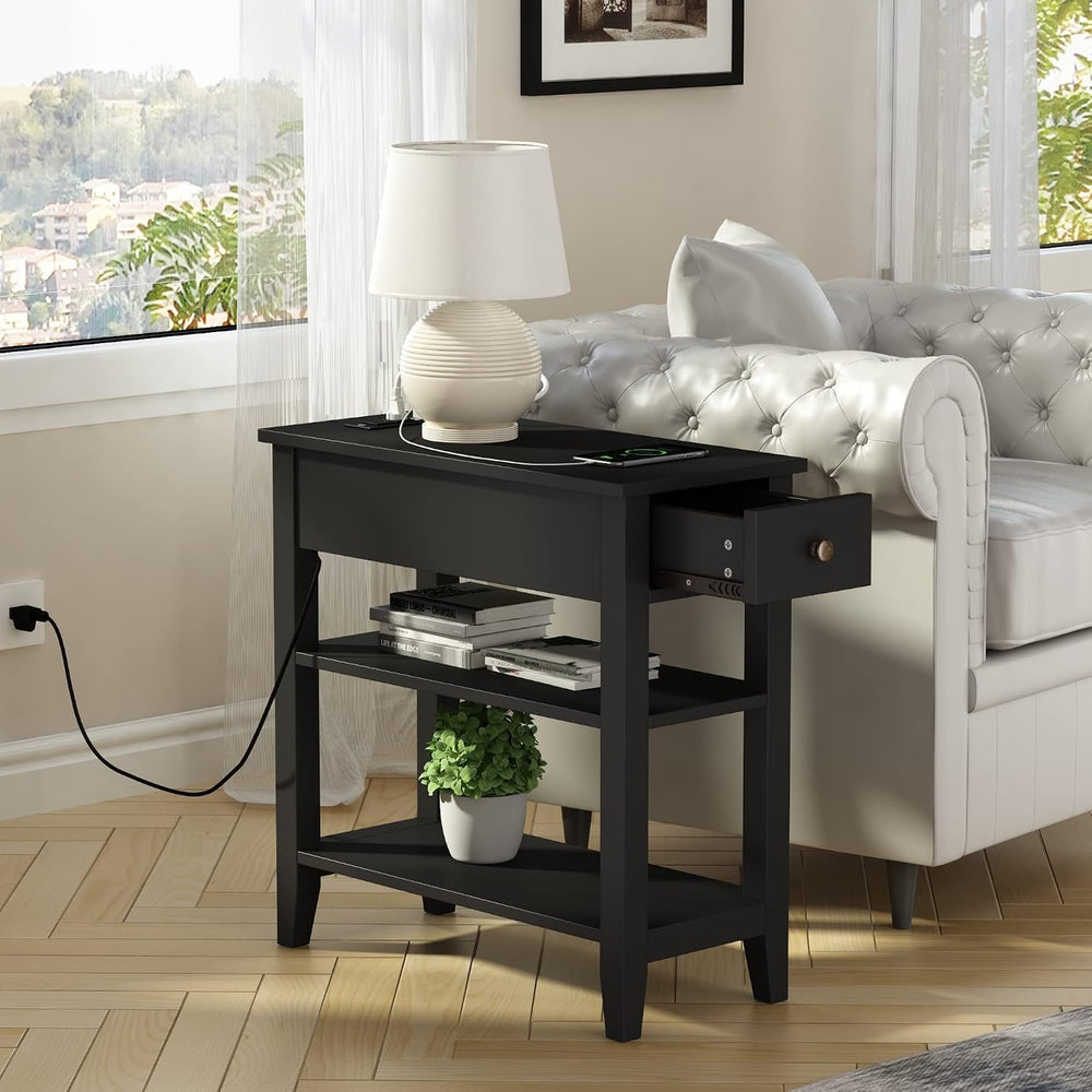 ChooChoo End Table Set of 2 Living Room with Charging Station