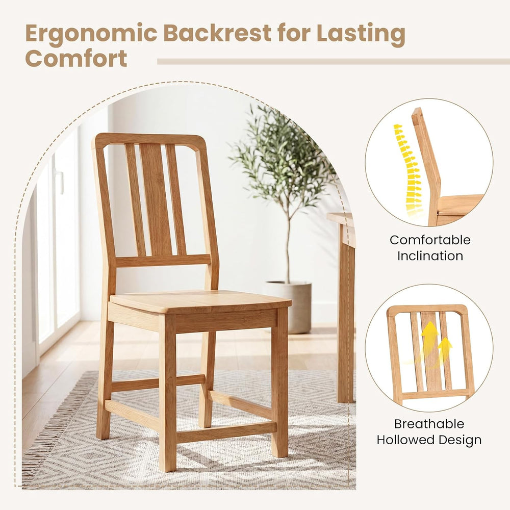 GIANTEX Wood Dining Chairs Set of 4, Natural Wooden Style,Hollowed Backrest