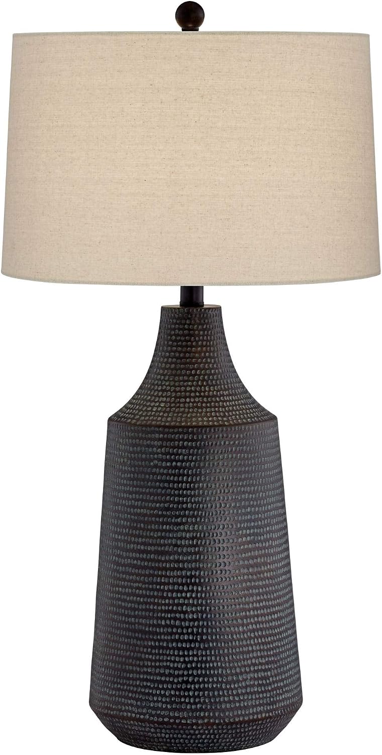 Dune 30" Large Table Lamp Black Finish Hammered Jar Modern