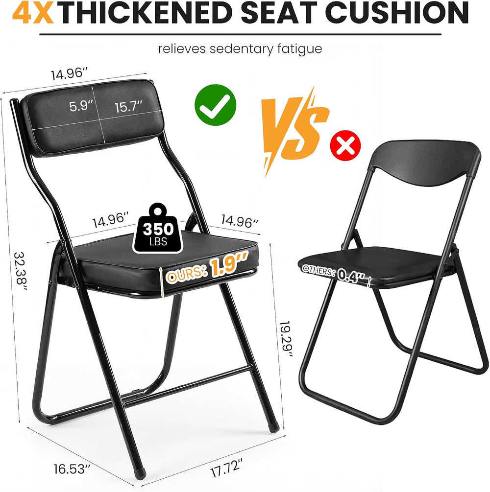 6 Pack Cushioned Folding Chairs with Padded Seats for Home Office