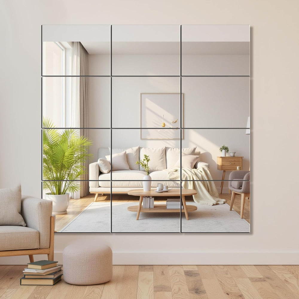 Delma Frameless Mirror Tiles 16"x12"x12 Pcs Wall Mounted