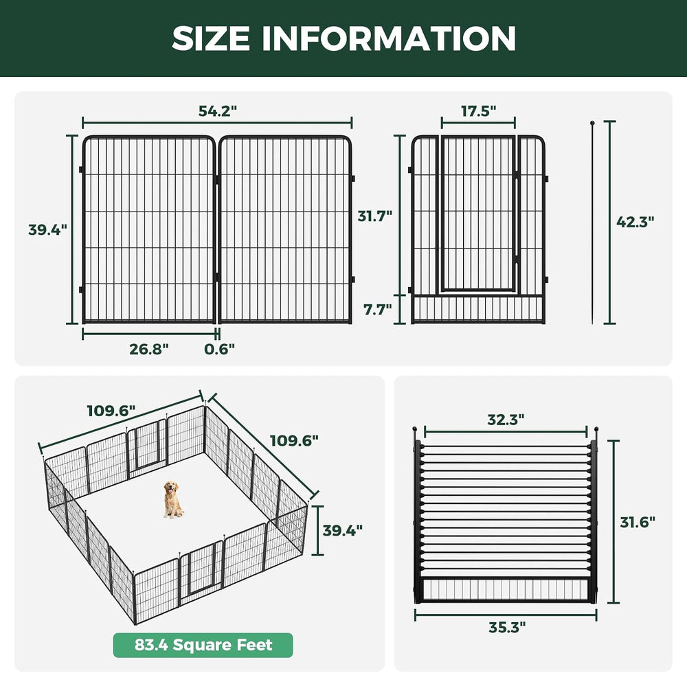 FXW Instant Dog Playpen with RV Step Grid for RV Camping, 40" H, 16 Panels