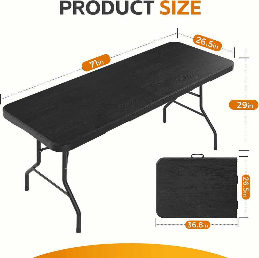 6 Ft Plastic Folding Table,Heavy Duty Portable Table for Indoor & Outdoor...