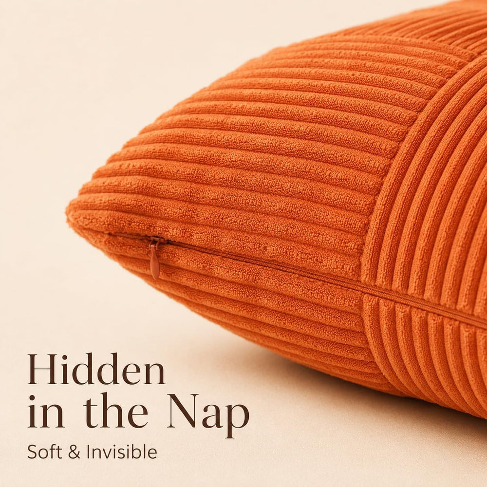 Topfinel Fall Burnt Orange Decorative Throw Pillows Covers 24x24,Soft Corduro...