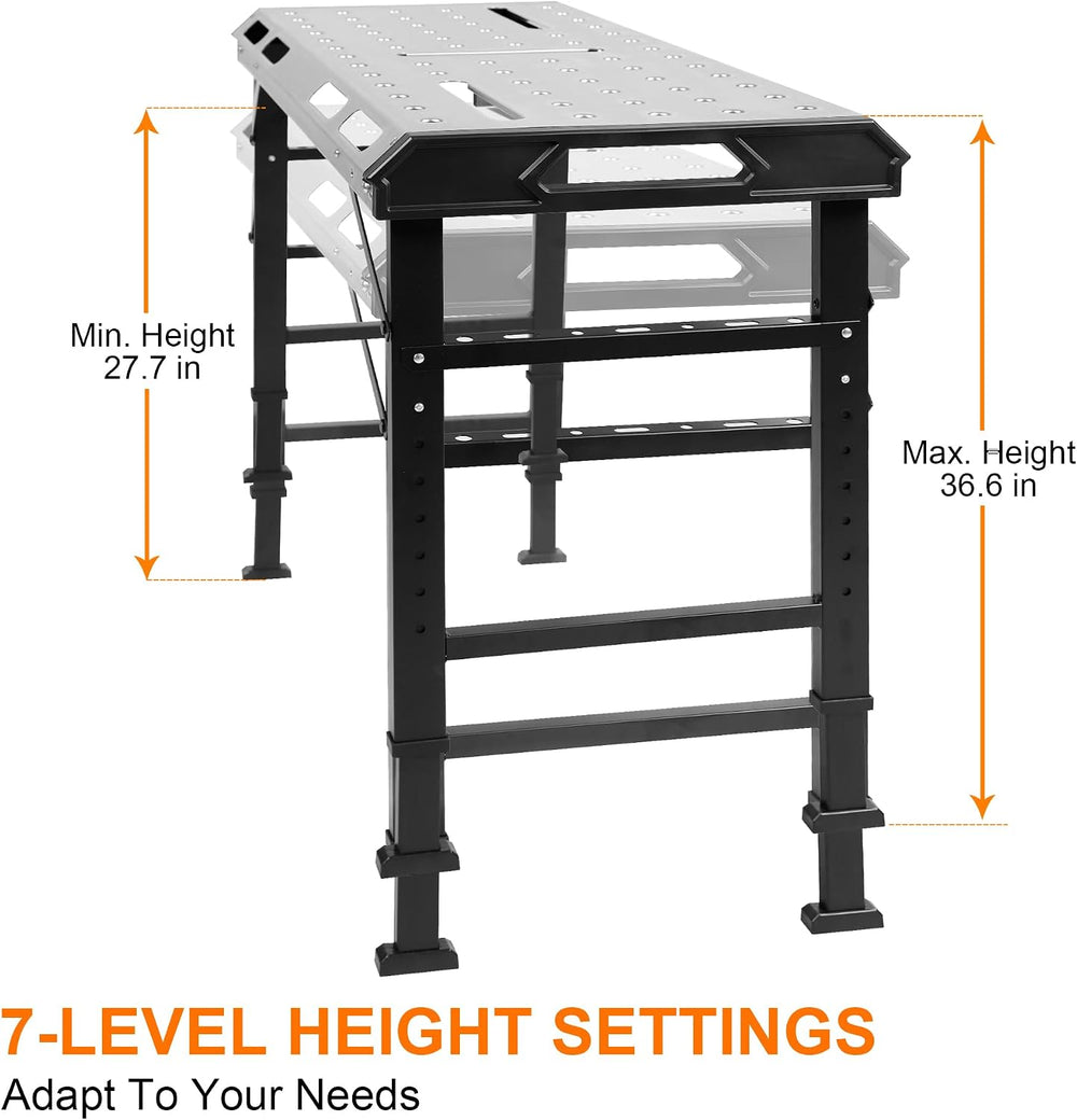 WORKESS Metal Welding Table Folding 1000 lbs Load Capacity Heavy Duty Steel C...